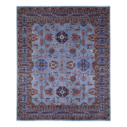 Kazak Wool Hand Knotted Rug Blue Blue 7.11X9.11 -O089091