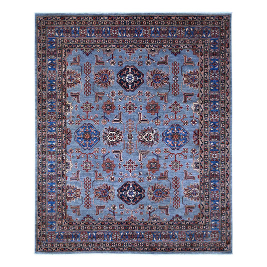Kazak Wool Hand Knotted Rug Blue Blue 7.11X9.11 -O089091
