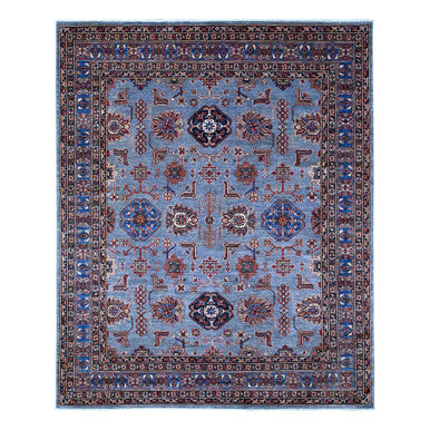 Kazak Wool Hand Knotted Rug Blue Blue 7.11X9.11 -O089091
