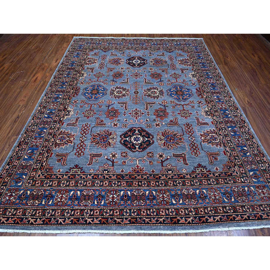 Kazak Wool Hand Knotted Rug Blue Blue 7.11X9.11 -O089091