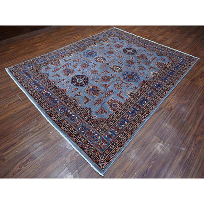 Kazak Wool Hand Knotted Rug Blue Blue 7.11X9.11 -O089091
