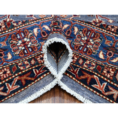 Kazak Wool Hand Knotted Rug Blue Blue 7.11X9.11 -O089091