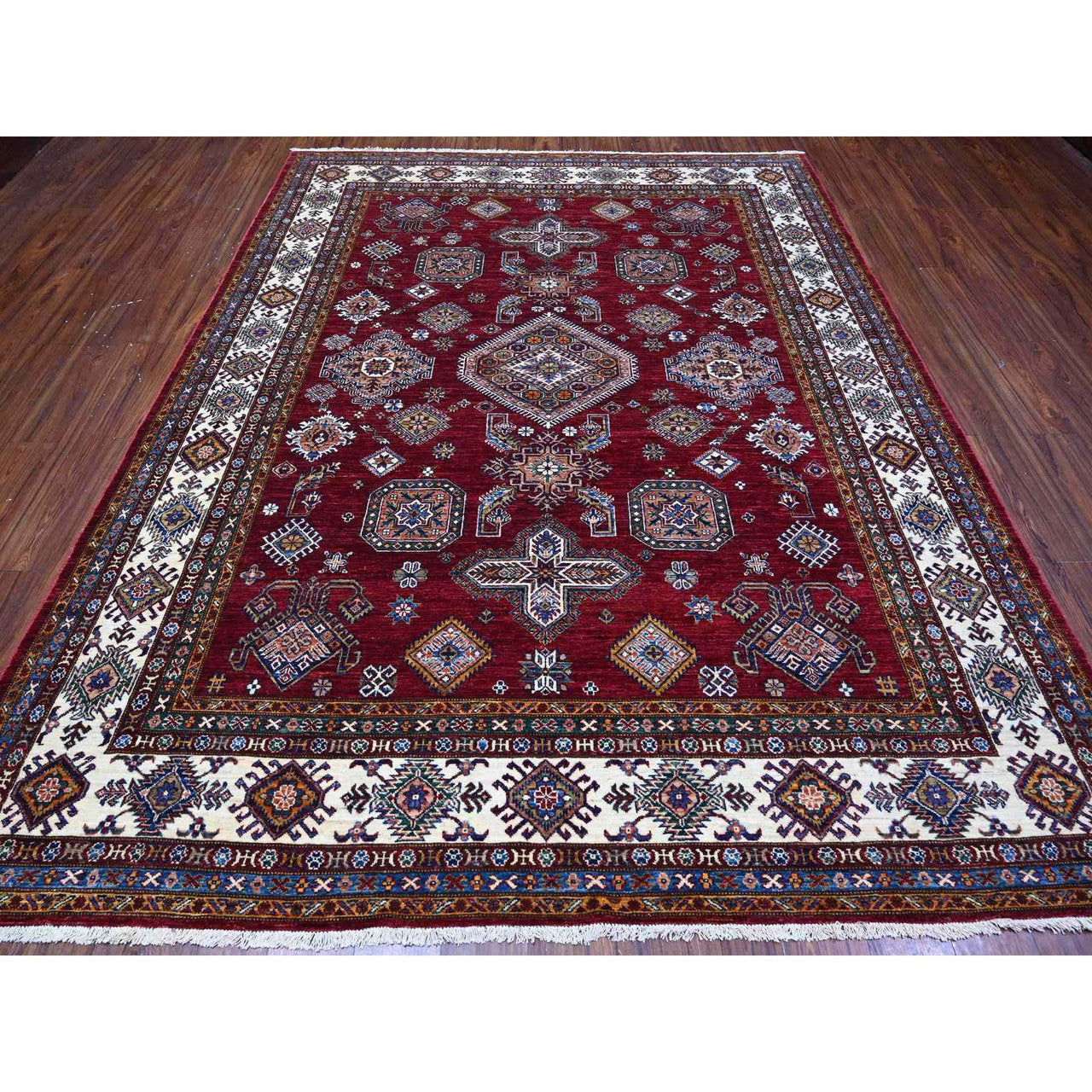 Red 8'1" x 10'3" Kazak Hand knotted Wool Rug - Sku: O089092
