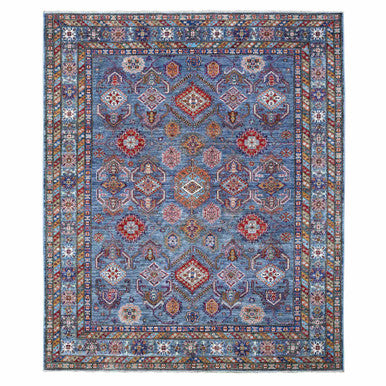 Kazak Wool Hand Knotted Rug Grey Gray 8.0X9.6 -O089095