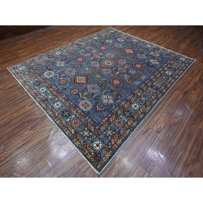 Kazak Wool Hand Knotted Rug Grey Gray 8.0X9.6 -O089095