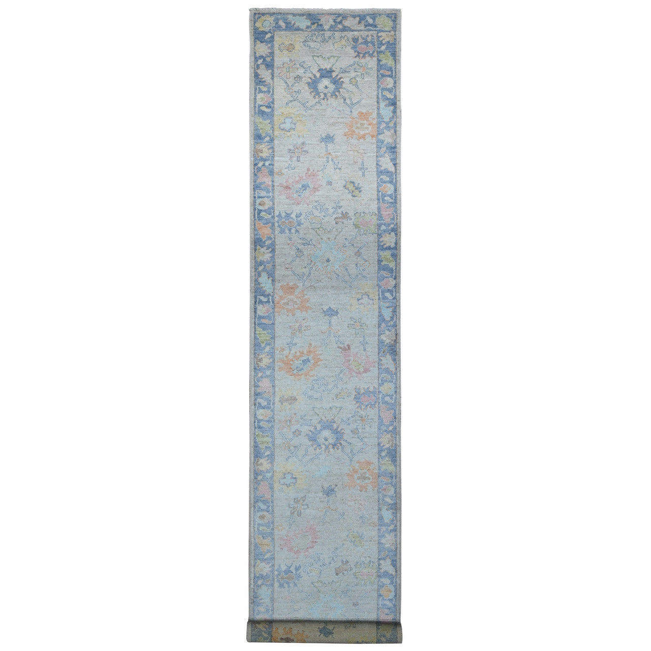 Gray 2'10" x 15'10" Oushak And Peshawar Denim Hand knotted Wool Rug - Sku: O089097