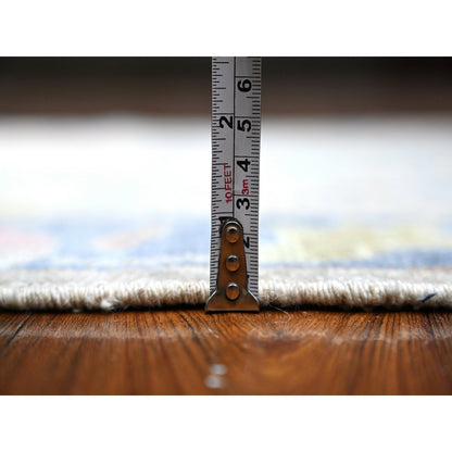 Oushak And Peshawar Wool Hand Knotted Rug Grey Denim Blue 2.10X15.10 -O089097