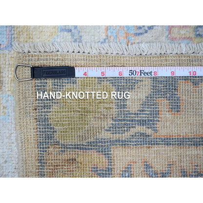 Oushak And Peshawar Wool Hand Knotted Rug Grey Denim Blue 2.10X15.10 -O089097