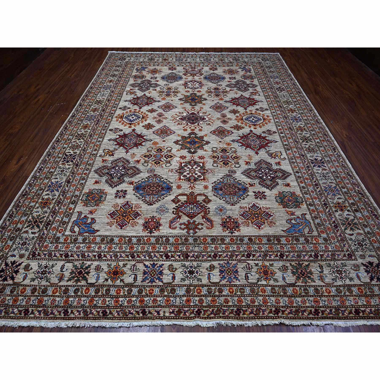 Gray 9'0" x 12'3" Kazak Hand knotted Wool Rug - Sku: O089103