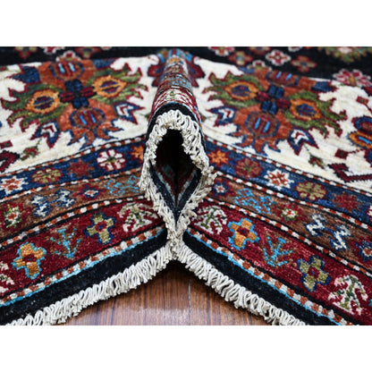 Kazak Wool Hand Knotted Rug Black Ivory 9.1X12.1 -O089104