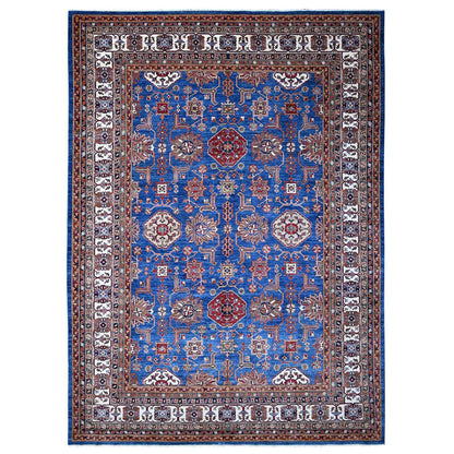 Kazak Wool Hand Knotted Rug Blue Ivory 9.10X13.5 -O089105
