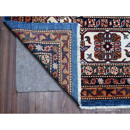 Kazak Wool Hand Knotted Rug Blue Ivory 9.10X13.5 -O089105