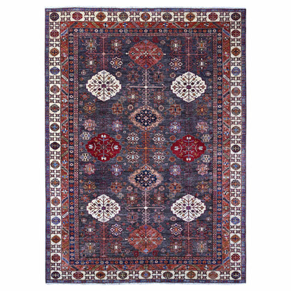 Kazak Wool Hand Knotted Rug Grey Ivory 9.0X12.3 -O089107