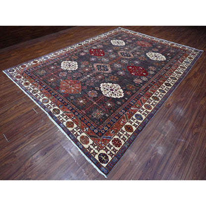 Kazak Wool Hand Knotted Rug Grey Ivory 9.0X12.3 -O089107