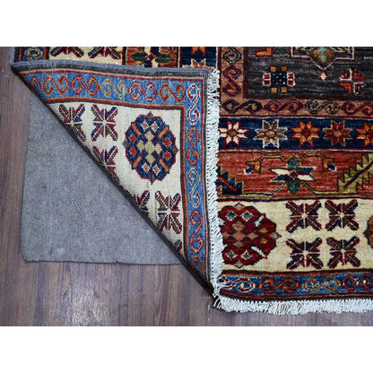 Kazak Wool Hand Knotted Rug Grey Ivory 9.0X12.3 -O089107