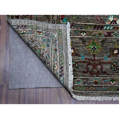 Tribal & Geometric Wool Hand Knotted Rug Grey Gray 8.1X11.2 -O089109