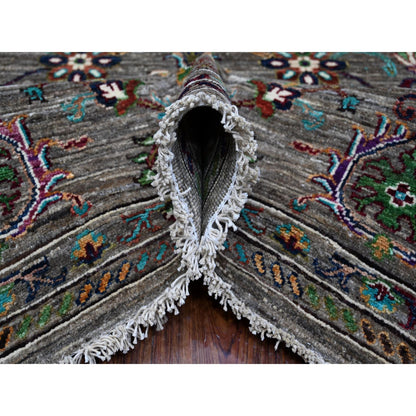 Tribal & Geometric Wool Hand Knotted Rug Grey Gray 8.1X11.2 -O089109