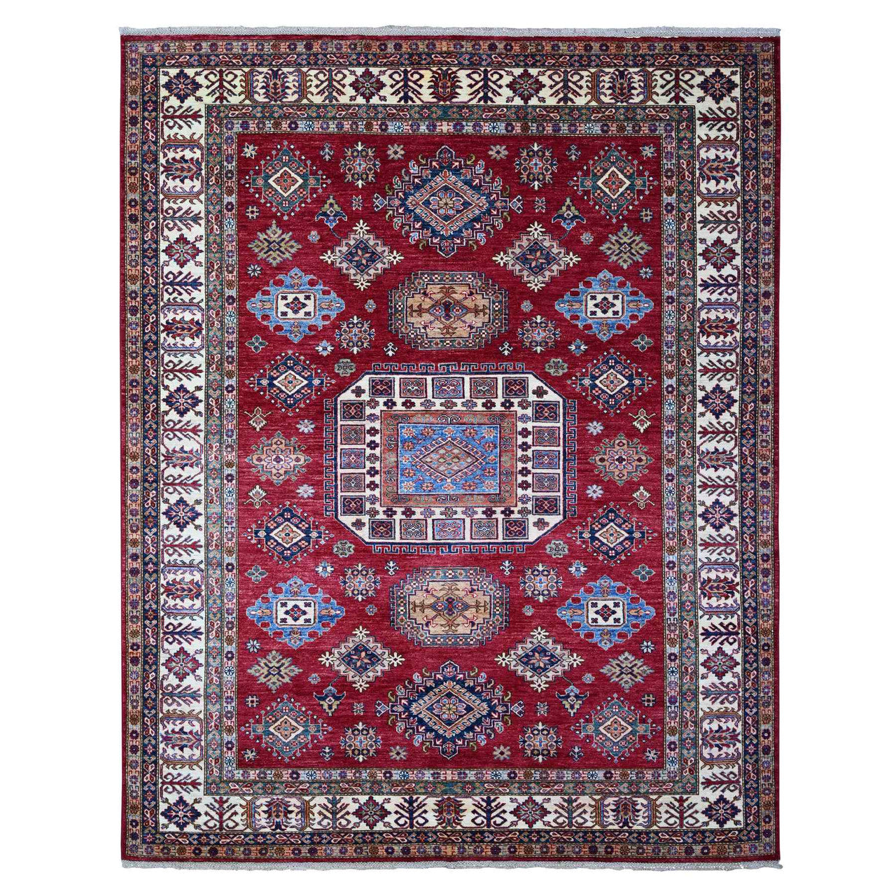 Red 7'9" x 9'9" Kazak Hand knotted Wool Rug - Sku: O089110