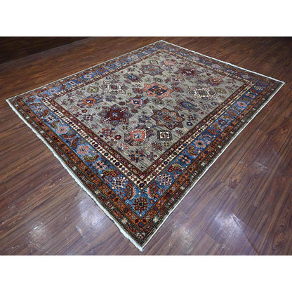 Kazak Wool Hand Knotted Rug Grey Ivory 8.1X10.1 -O089111