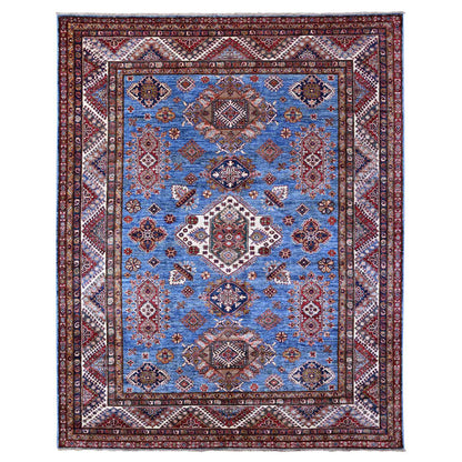 Kazak Wool Hand Knotted Rug Blue Ivory 7.10X9.11 -O089112