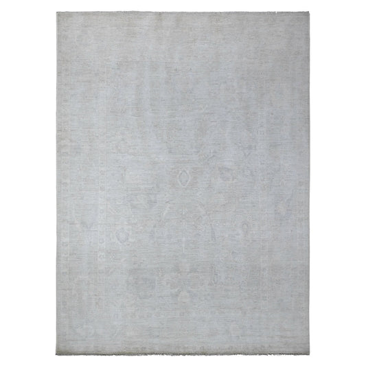 Oushak And Peshawar Wool Hand Knotted Rug Grey Gray 8.9X11.9 -O089113