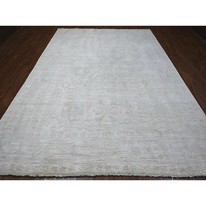 Oushak And Peshawar Wool Hand Knotted Rug Grey Gray 8.9X11.9 -O089113