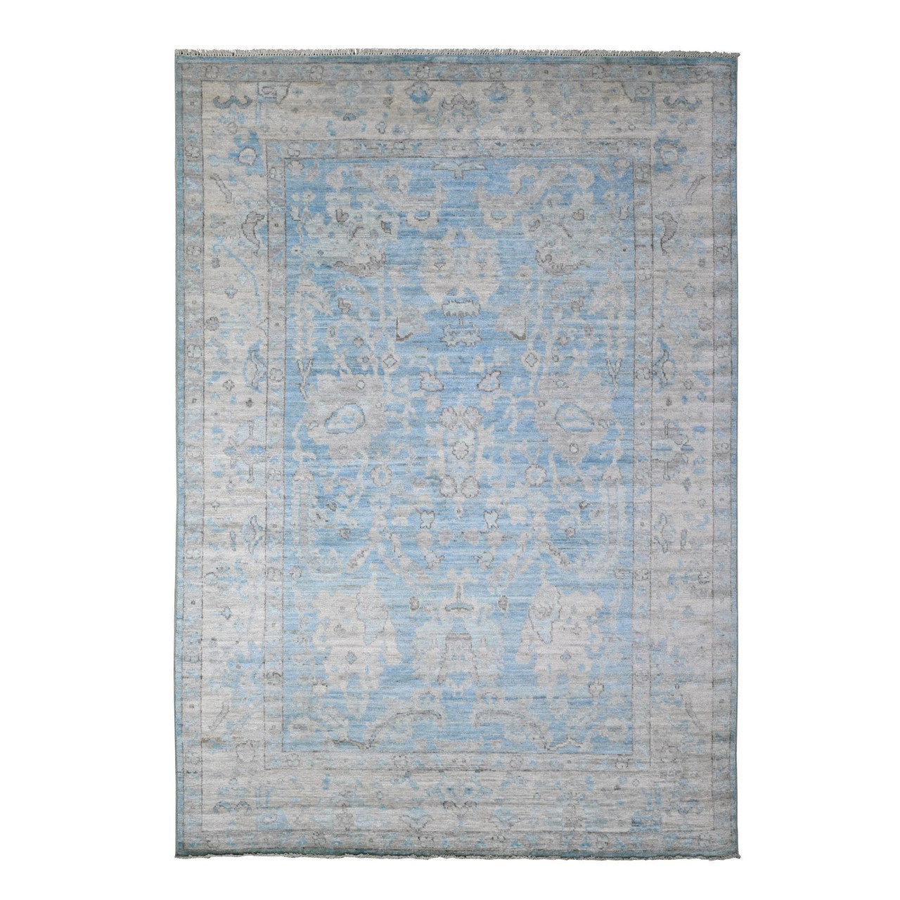 Gray 6'2" x 8'10" Oushak And Peshawar Hand knotted Wool Rug - Sku: O089120