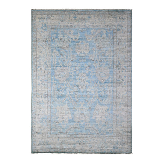 Oushak And Peshawar Wool Hand Knotted Rug Blue Gray 6.2X8.10 -O089120
