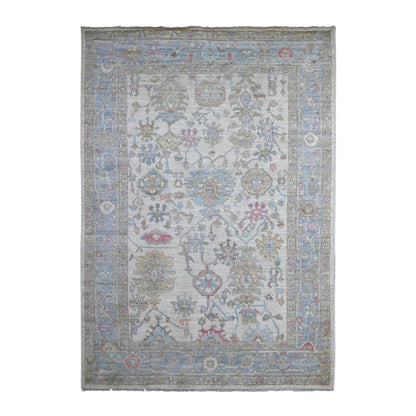 Oushak And Peshawar Wool Hand Knotted Rug Grey Blue 6.3X9.0 -O089121