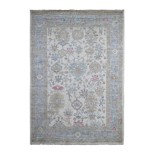 Oushak And Peshawar Wool Hand Knotted Rug Grey Blue 6.3X9.0 -O089121