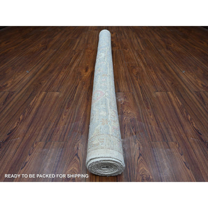 Oushak And Peshawar Wool Hand Knotted Rug Grey Blue 6.3X9.0 -O089121