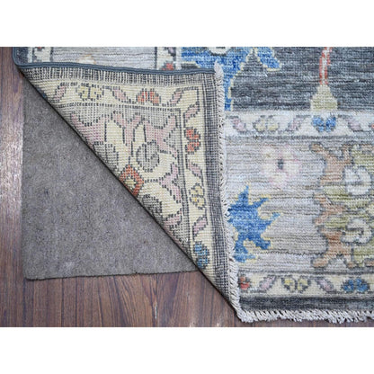 Oushak And Peshawar Wool Hand Knotted Rug Grey Silver Gray 5.11X8.8 -O089124