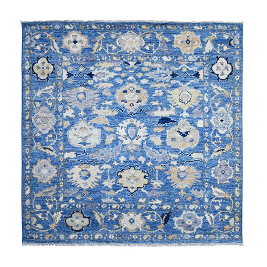 Oushak And Peshawar Wool Hand Knotted Rug Blue Blue 5.11X6.0 -O089125