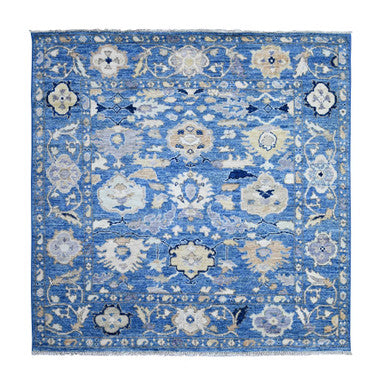 Oushak And Peshawar Wool Hand Knotted Rug Blue Blue 5.11X6.0 -O089125