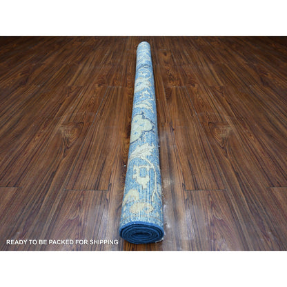 Oushak And Peshawar Wool Hand Knotted Rug Blue Blue 5.11X6.0 -O089125