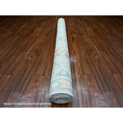 Oushak And Peshawar Wool Hand Knotted Rug Grey Gray 5.11X8.9 -O089126