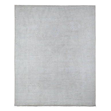 Oushak And Peshawar Wool Hand Knotted Rug Grey Gray 7.11X9.10 -O089129