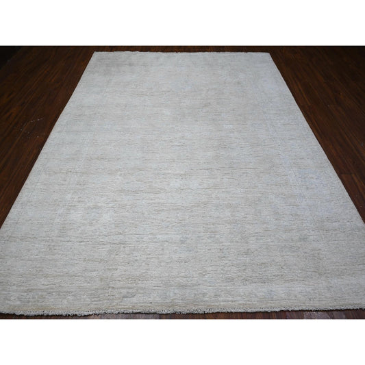 Oushak And Peshawar Wool Hand Knotted Rug Grey Gray 7.11X9.10 -O089129