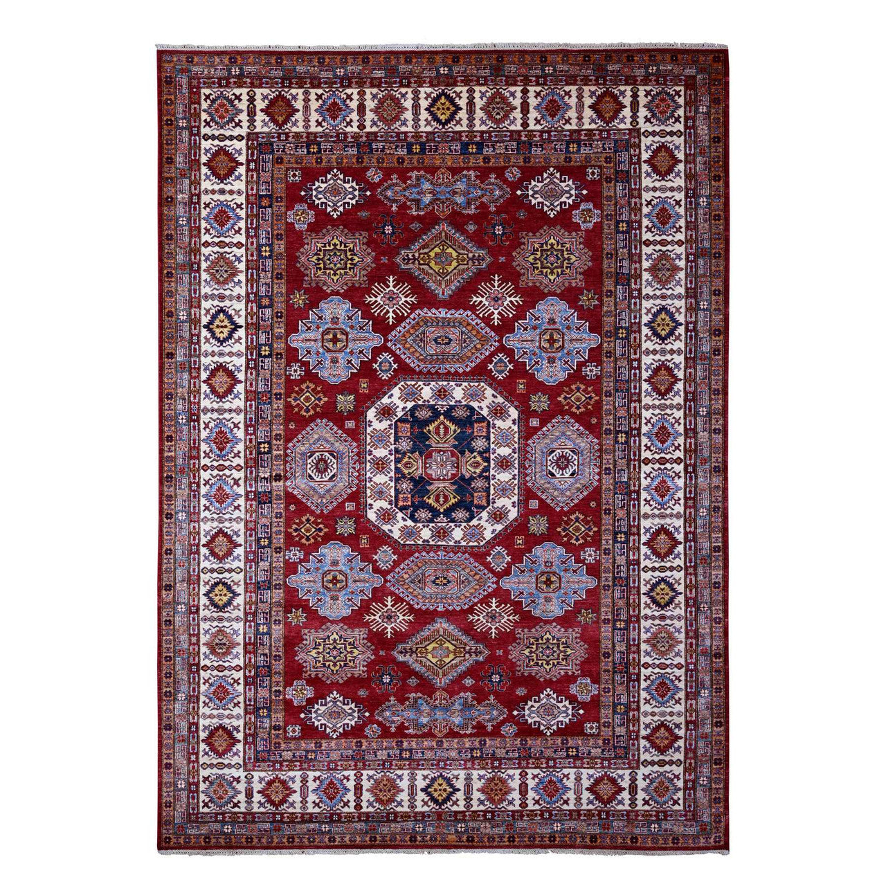 Red 8'10" x 12'5" Kazak Hand knotted Wool Rug - Sku: O089132