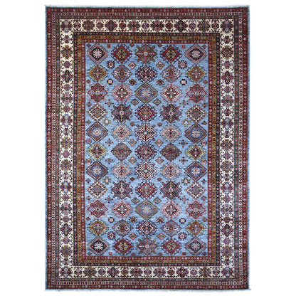 Kazak Wool Hand Knotted Rug Grey Ivory 8.11X12.6 -O089133