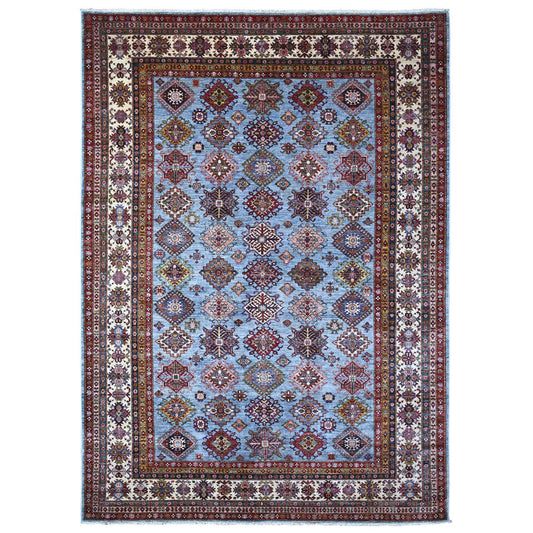 Kazak Wool Hand Knotted Rug Grey Ivory 8.11X12.6 -O089133