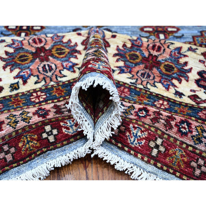 Kazak Wool Hand Knotted Rug Grey Ivory 8.11X12.6 -O089133