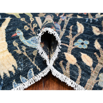 Oushak And Peshawar Wool Hand Knotted Rug Blue No Border 8.10X11.10 -O089134