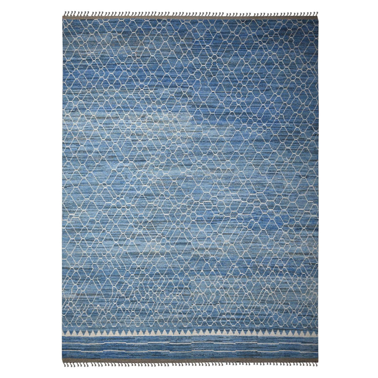 Blue 12'0" x 16'1" Tribal & Geometric Hand knotted Wool Rug - Sku: O089135