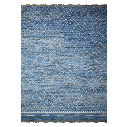 Tribal & Geometric Wool Hand Knotted Rug Blue No Border 12.0X16.1 -O089135