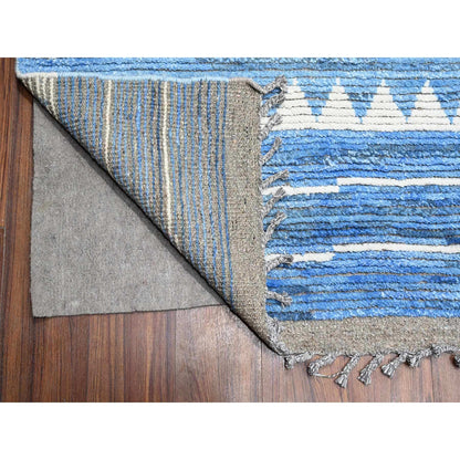 Tribal & Geometric Wool Hand Knotted Rug Blue No Border 12.0X16.1 -O089135