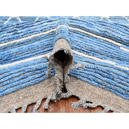 Tribal & Geometric Wool Hand Knotted Rug Blue No Border 12.0X16.1 -O089135