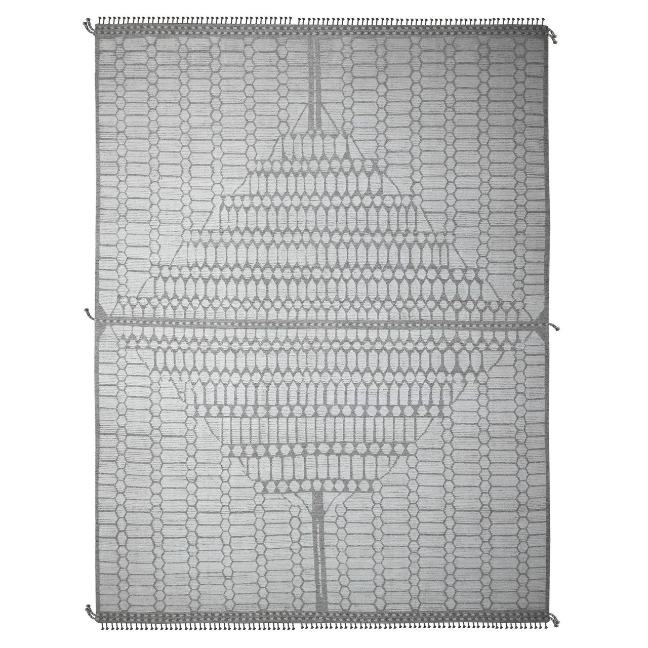 Ivory 11'9" x 15'8" Tribal & Geometric Hand knotted Wool Rug - Sku: O089136