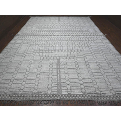 Tribal & Geometric Wool Hand Knotted Rug Ivory No Border 11.9X15.8 -O089136