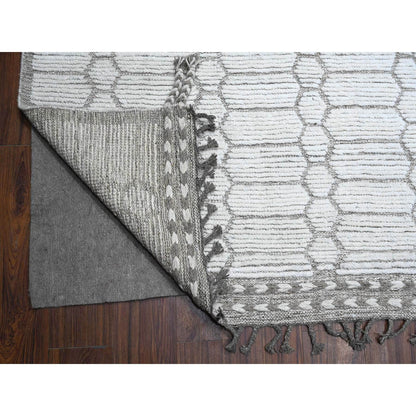 Tribal & Geometric Wool Hand Knotted Rug Ivory No Border 11.9X15.8 -O089136